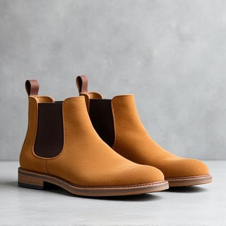 Stylish leather Chelsea boots in a tan shade